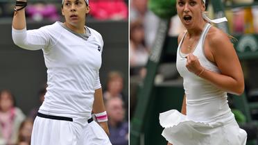 Montage de deux photos de Marion Bartoli et de Sabine Lisicki le 2 juillet 2013 à Wimbledon [Glyn Kirk Court / AFP]