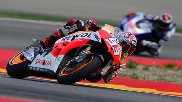 L'Espagnol Marc Marquez lors des essais libres du GP moto d'Aragon, le 27 septembre 2013 [Javier Soriano / AFP]