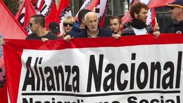 Une manifestation d'Alianza Nacional, le 12 octobre 2013 à Barcelone [Quique Garcia / AFP/Archives]