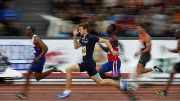 Le Français Christophe Lemaitre (c) en demi-finale du 100 m, le 13 août 2014 aux Championnats d'Europe à Zurich [Fabrice Coffrini / AFP]