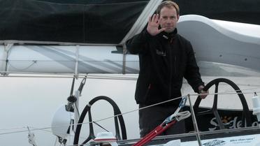 Le Français Thomas Coville quitte le port de Brest, le 12 novembre 2013 [Fred Tanneau / AFP/Archives]