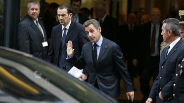 Nicolas Sarkozy à l'issue d'un déjeuner  avec les membres de l'association "Chaban Aujourd'hui", le 15 novembre 2013 à Paris [Thomas Samson / AFP/Archives]