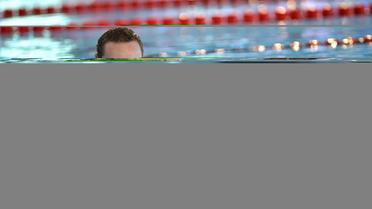 Jeremy Stravius après les séries du 200 m libre aux Championnats de France petit bassin le 8 décembre 2013 à  [ / AFP/Archives]