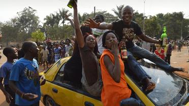 Liesse le 10 janvier 2014 dans les rues de Bangui à l'annonce de la démisssion du président Djotodia [Eric Feferberg / AFP]