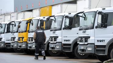 Des camions de l'entreprise Mory-Ducros à Saint-Laurent-Blangy le 15 janvier 2014 [Philippe Huguen / AFP/Archives]