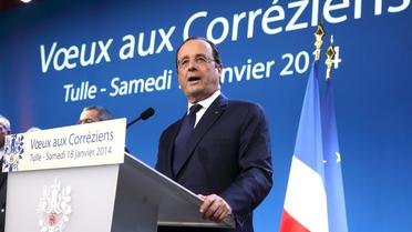 Le président François Hollande à Tulle, le 18 janvier 2014, pour présenter ses voeux aux Corréziens [Philippe Wojazer / Pool/AFP/Archives]