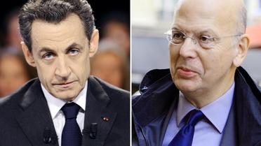 Montage de deux photographies de Nicolas Sarkozy (g) le 6 mars 2012 à Paris et de son ancien conseiller Patrick Buisson le 15 octobre 2012 à Paris [Miguel Medina, Lionel Bonaventure / AFP/Archives]