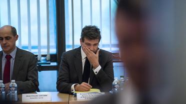 Le ministre de l'Industrie Arnaud Montebourg, le 21 mai 2014 lors d'une réunion sur l'avenir de Alstom [Fred Dufour / AFP]