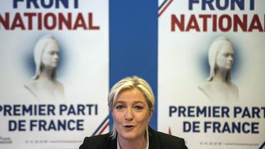 Marine Le Pen en conférence de presse au siège du Front national à Nanterre, le 27 mai 2014 [Fred Dufour / AFP]