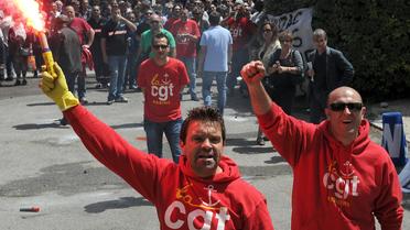 Des salariés de la SNCM en colère à Marseille le 28 mai 2014 [Boris Horvat / AFP]