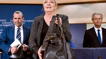 La présidente du FN Marine Le Pen, le 28 mai 2014 au parlement européen à Bruxelles [John Thys / AFP/Archives]