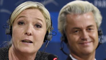 Marine Le Pen et Geert Wilders le 28 mai 2014 au Parlement européen [John Thys / AFP/Archives]