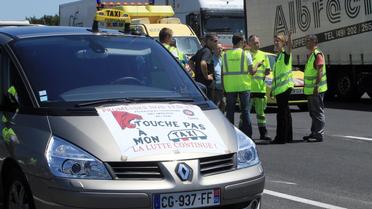 Manifestation de taxis contre les VTC sur l'autoroute A9 dans le sud-ouest de la France, le 11 juin 2014 [Raymond Roig / AFP/Archives]