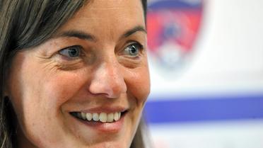 Corinne Diacre, nouvel entraîneur de Clermont Foot, en conférence de presse le 30 juin 2014 à Clermont-Ferrand [ / AFP]