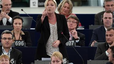 La présidente du Front National (FN)  Marine Le Pen le 2 juin 2014 au Parlement européen à Strasbourg [Frederick Florin / AFP]