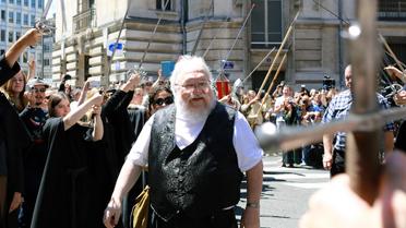 George R.R. Martin, auteur de la saga "Game Of Thrones", à Dijon pour une séance de dédicaces, le 3 juillet 2014 [Philippe Merle / AFP]