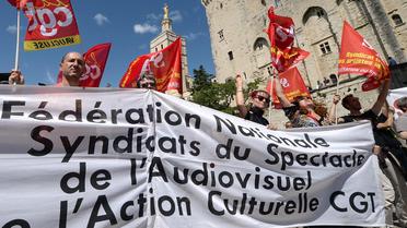 Manifestation d'intermittents le 12 juillet 2014 à Avignon [Boris Horvat / AFP]