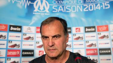 L'entraîneur argentin de l'OM Marcelo Bielsa, en conférence de presse, le 7 août 2014 à Marseille [Bertrand Langlois / AFP/Archives]