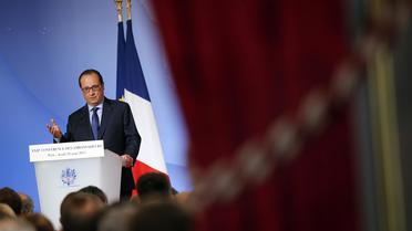 Le président français François Hollande lors de la conférence annuelle des ambassadeurs français, au Palais de l'Elysée le 28 août 2014 [Christophe Ena / Pool/AFP]