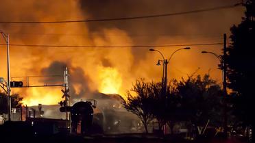 Le centre ville de Lac-Mégantic ravagé le 6 juillet 2013 par l'explosion d'un convoi de wagons-citernes [François Laplante-Delagrave / AFP]