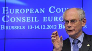 Le président de l'Union européenne Herman Van Rompuy pendant une conférence de presse à Bruxelles, le 13 décembre 2012 [Georges Gobet / AFP]
