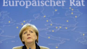 Angela Merkel en conférence de presse au siège de l'UE à Bruxelles, le 14 décembre 2012 [John Thys / AFP/Archives]