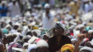Des islamistes manifestent à Dacca, demandant une loi contre le blasphème, le 6 avril 2013 [Munir Uz Zaman / AFP]