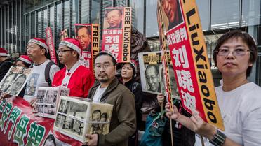 Manifestation de soutien au Chinois prix nobel de la Paix Liu Xiaobo, le 10 décembre 2012 à Hong Kong [Philippe Lopez / AFP]