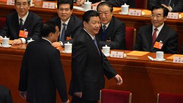 Le Premier ministre  Li Keqiang et le président chinois  Xi Jinping le 16 mars 2013 au Palais du Peuple à Pékin [Mark Ralston / AFP]