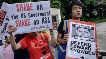 Manifestation de soutien à Edward Snowden devant le consulat américain à Hong Kong, le 13 juin 2013