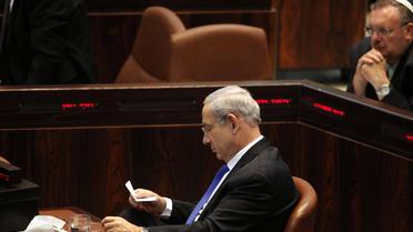 Le Premier ministre israélien Benjamin Netanyahu devant la Knesset à Jérusalem, le 15 octobre 2012 [Gali Tibbon / AFP]