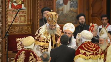 Le Patriarche Tawadros lors de son intronisation, le 18 novembre 2012 à la cathédrale Saint-Marc au Caire [Khaled Desouki / AFP]