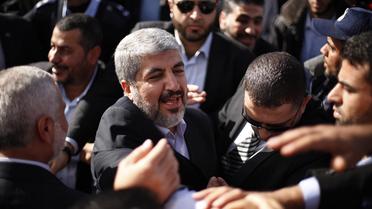 Khaled Mechaal, chef en exil du Hamas, le 7 décembre 2012 dans la bande de Gaza [Suhaib Salem / Pool/AFP]