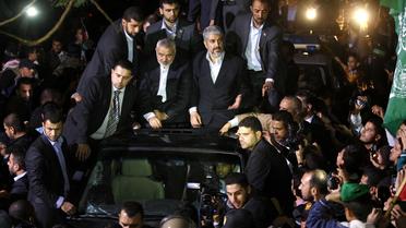 Khaled Meshaal (C)  le 7 décembre 2012 à Gaza [Hatem Moussa / AFP]