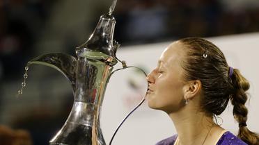La Tchèque Petra Kvitova, victorieuse du tournoi de Dubaï, le 23 février 2013. [Karim Sahib / AFP]