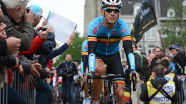 Le Belge Philippe Gilbert peu avant le départ de la course en ligne des Mondiaux de cyclisme à Maastricht (Pays-Bas), le 23 septembre 2012. [John Thys / AFP]