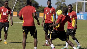 Les joueurs ghanéens à l'entraînement le 1er février 2013 à Port Elizabeth en Afrique du Sud. [Issouf Sanogo / AFP]