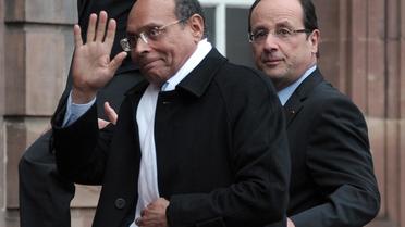 Les présidents tunisien Moncef Marzouki et français François Hollande à Strasbourg le 5 février 2013 [Frederick Florin / AFP]