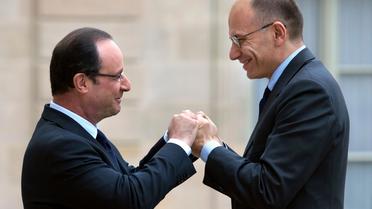 Le président François Hollande et le nouveau Premier ministre italien Enrico Letta, le 1er mai à l'Elysée [Bertrand Langlois / AFP]