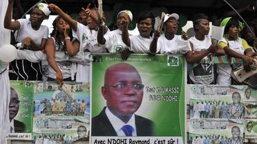 Des partisans de Raymond N'Dohi, candidat aux élections ivoiriennes, à Abidjan le 19 avril 2013 [Issouf Sanogo / AFP]