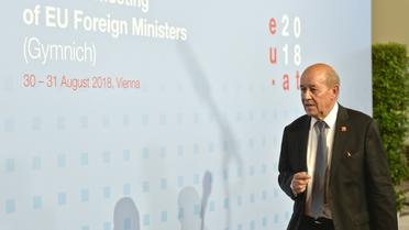 Le ministre des Affaires Etrangères français Jean-Yves Le Drian à Vienne, en Autriche, le 30 août 2018 [HERBERT NEUBAUER / APA/AFP]