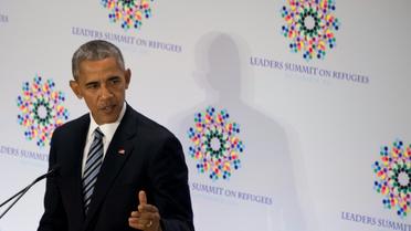 Le président américain Barack Obama prend la parole au sommet des dirigeants sur les réfugiés, le 20 septembre 2016, en marge de l'Assemblée générale de l'ONU à New York [JIM WATSON / AFP]