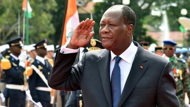 Le président ivoirien Alassane Ouattara, lors d'une cérémonie marquant le 55e anniversaire de l'Indépendance, à Abidjan le 7 août 2015 [ISSOUF SANOGO / AFP/Archives]