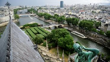 Victime de la pollution, des intempéries et de l'usure du temps, la cathédrale Notre-Dame de Paris sonne l'alarme, photo prise le 28 juin 2017 [Martin BUREAU / AFP]