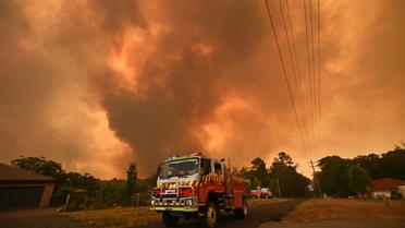 Des pompiers luttent contre les feux de forêts à Bargo, au sud-ouest de Sydney, le 21 décembre 2019 en Australie [PETER PARKS / AFP]