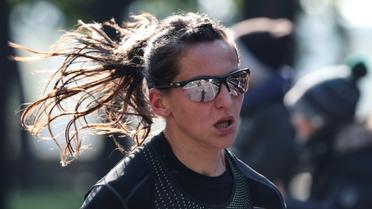 La Française Clémence Calvin lors du marathon de Paris, le 14 avril 2019 [KENZO TRIBOUILLARD / AFP/Archives]