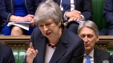 La Première ministre Theresa May s'exprime lors de la séance des questions au parlement à Londres le 27 mars 2019 [HO / PRU/AFP]