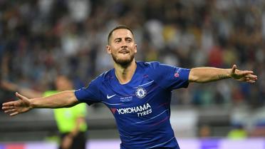 L'attaquant belge de Chelsea Eden Hazard vient de marquer contre Arsenal en finale de la Ligue Europa, le 29 mai 2019 à Bakou  [Kirill KUDRYAVTSEV / AFP]