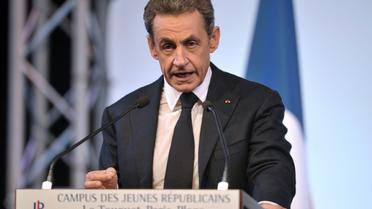 L'ancien président de la République Nicolas Sarkozy fait un discours lors du campus des jeunes Républicains au Touquet le 12 septembre 2015 [Francois Lo Presti / AFP]