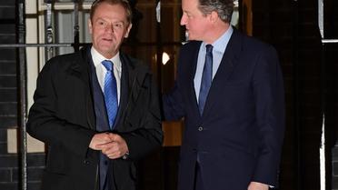 Le président du conseil Européen, Donald Tusk, avec le Premier ministre David Cameron.